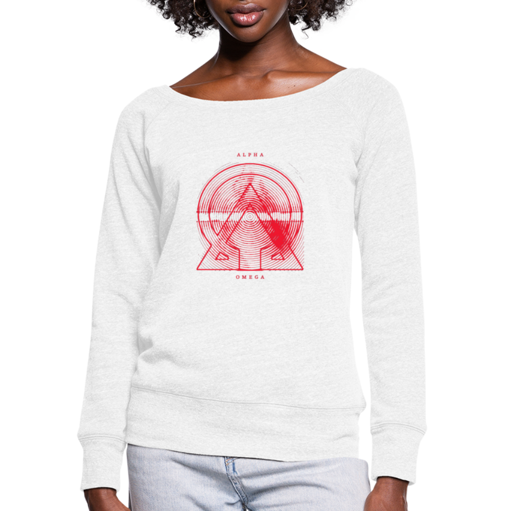 Alpha + Omega Red Women's Wideneck Sweatshirt - white