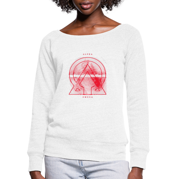 Alpha + Omega Red Women's Wideneck Sweatshirt - white