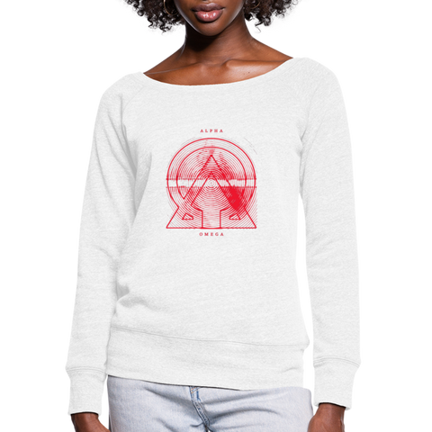 Alpha + Omega Red Women's Wideneck Sweatshirt - white