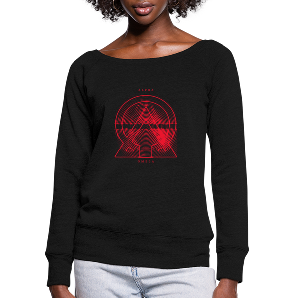 Alpha + Omega Red Women's Wideneck Sweatshirt - black