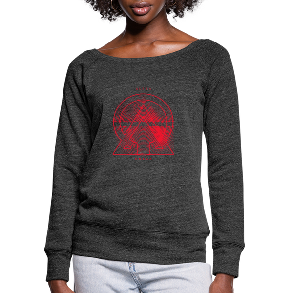 Alpha + Omega Red Women's Wideneck Sweatshirt - heather black