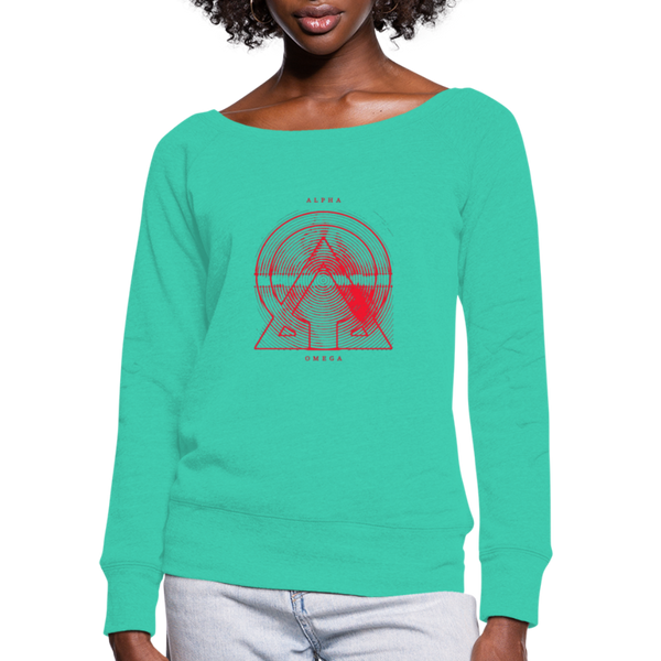 Alpha + Omega Red Women's Wideneck Sweatshirt - teal