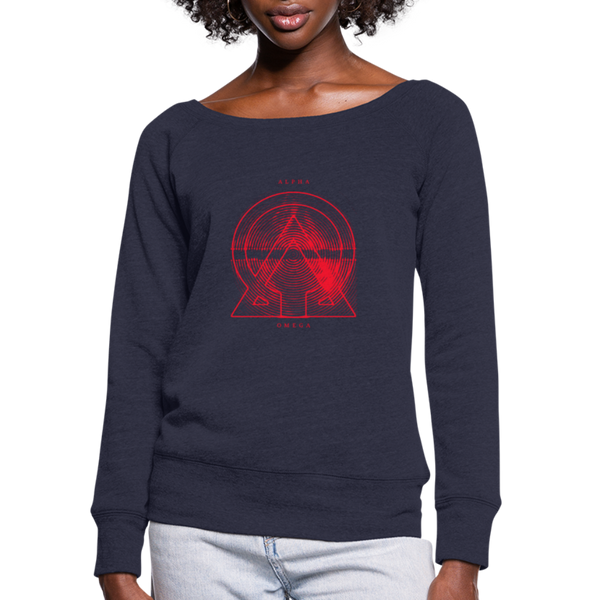 Alpha + Omega Red Women's Wideneck Sweatshirt - melange navy