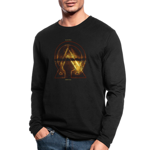 Alpha + Omega Fire Men's Long Sleeve T-Shirt by Next Level - black