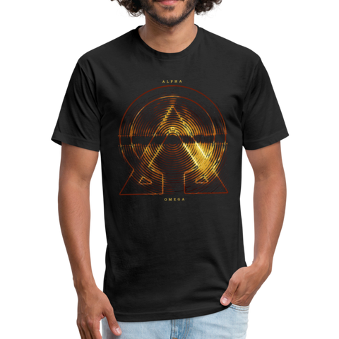 Alpha + Omega Fire Fitted Cotton/Poly T-Shirt by Next Level - black