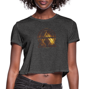 Alpha + Omega Fire Women's Bella + Canvas Cropped T-Shirt - deep heather