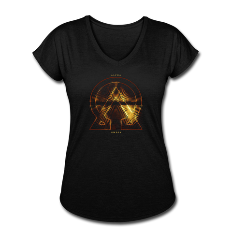 Alpha + Omega Fire Women's Tri-Blend V-Neck T-Shirt - black