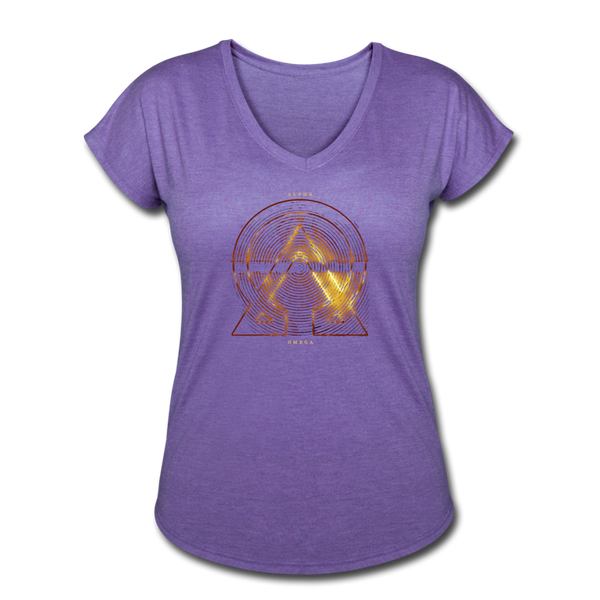 Alpha + Omega Fire Women's Tri-Blend V-Neck T-Shirt - purple heather