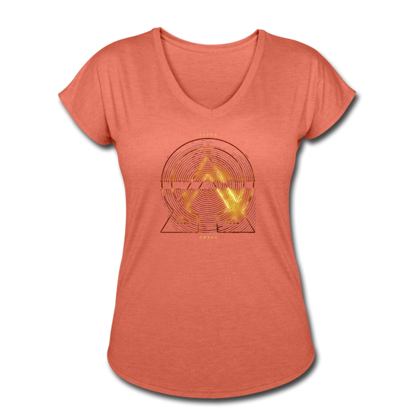 Alpha + Omega Fire Women's Tri-Blend V-Neck T-Shirt - heather bronze