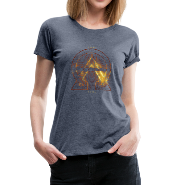 Alpha + Omega Fire Women’s Premium T-Shirt - heather blue