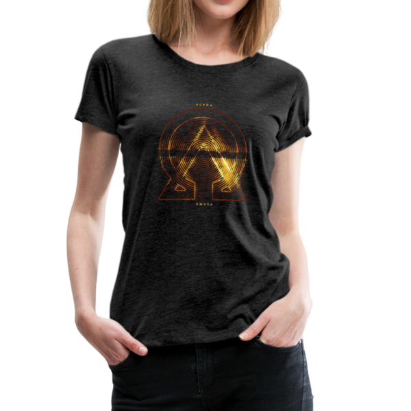 Alpha + Omega Fire Women’s Premium T-Shirt - charcoal gray