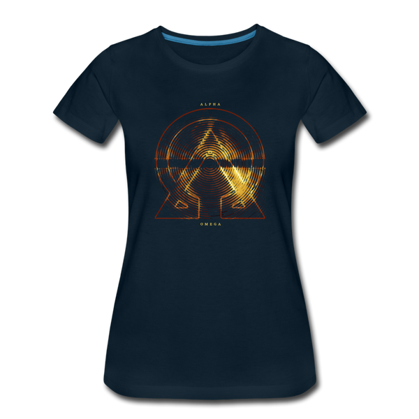 Alpha + Omega Fire Women’s Premium T-Shirt - deep navy