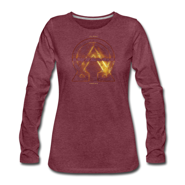 Alpha + Omega Fire Women's Premium Long Sleeve T-Shirt - heather burgundy