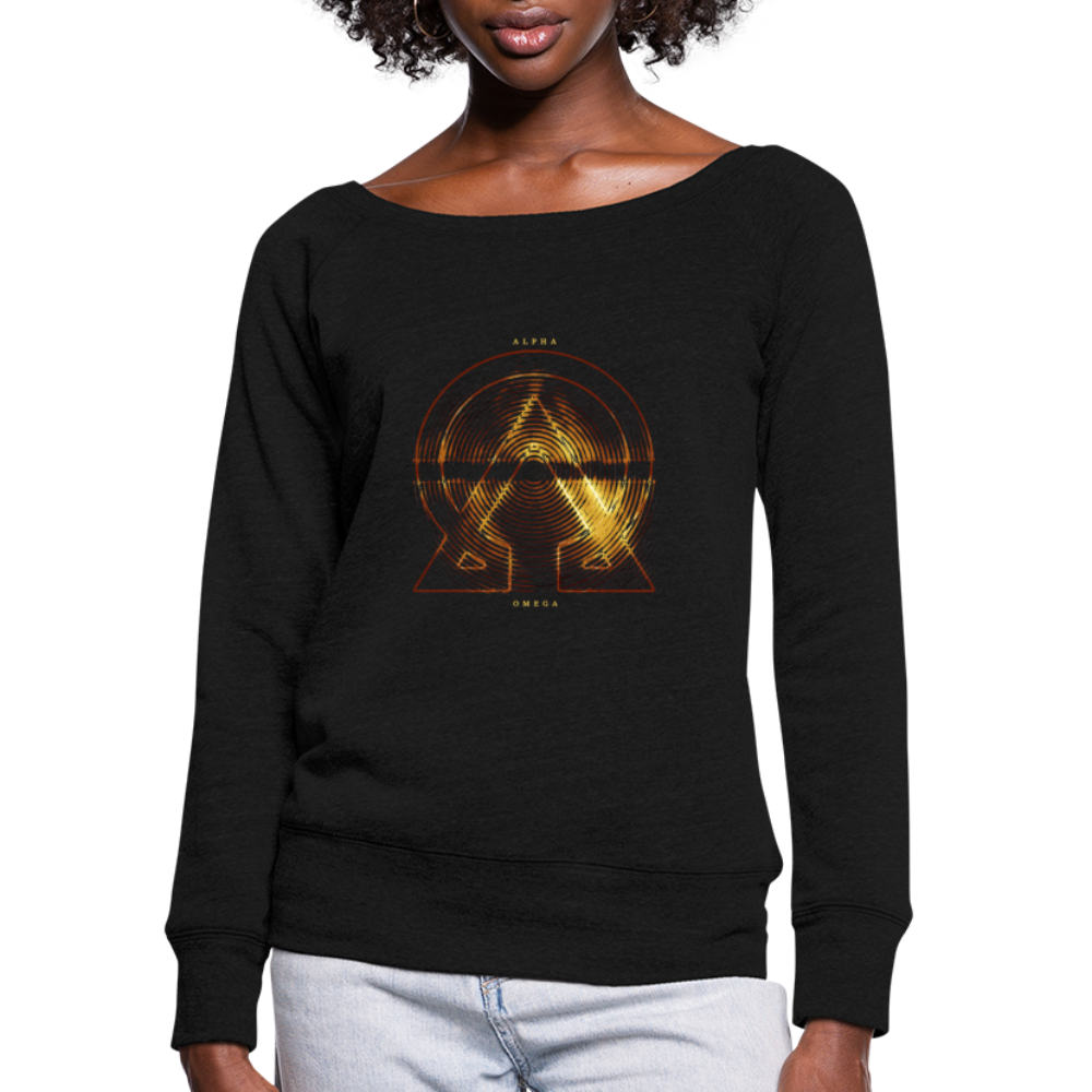 Alpha + Omega Fire Women's Bella + Canvas Wideneck Sweatshirt - black