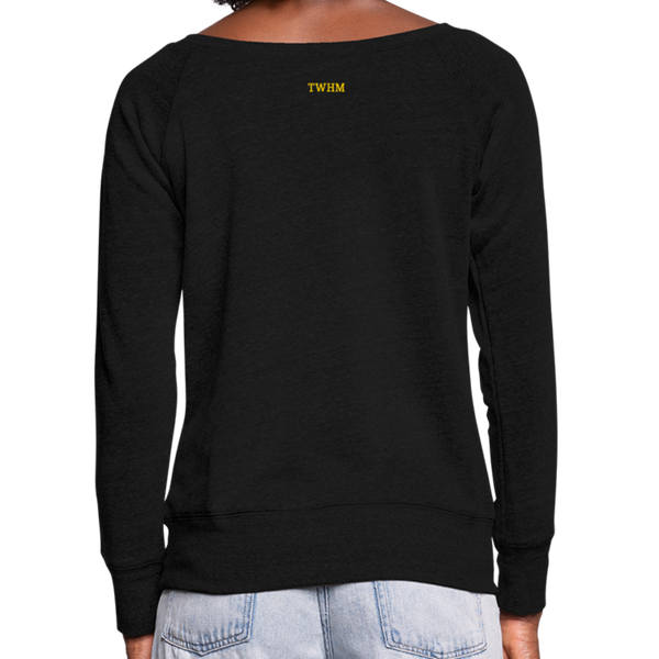 Alpha + Omega Fire Women's Bella + Canvas Wideneck Sweatshirt - black