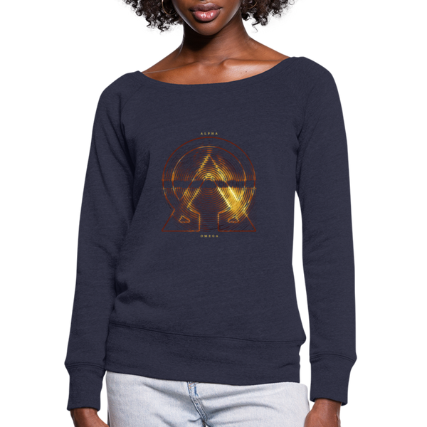 Alpha + Omega Fire Women's Bella + Canvas Wideneck Sweatshirt - melange navy