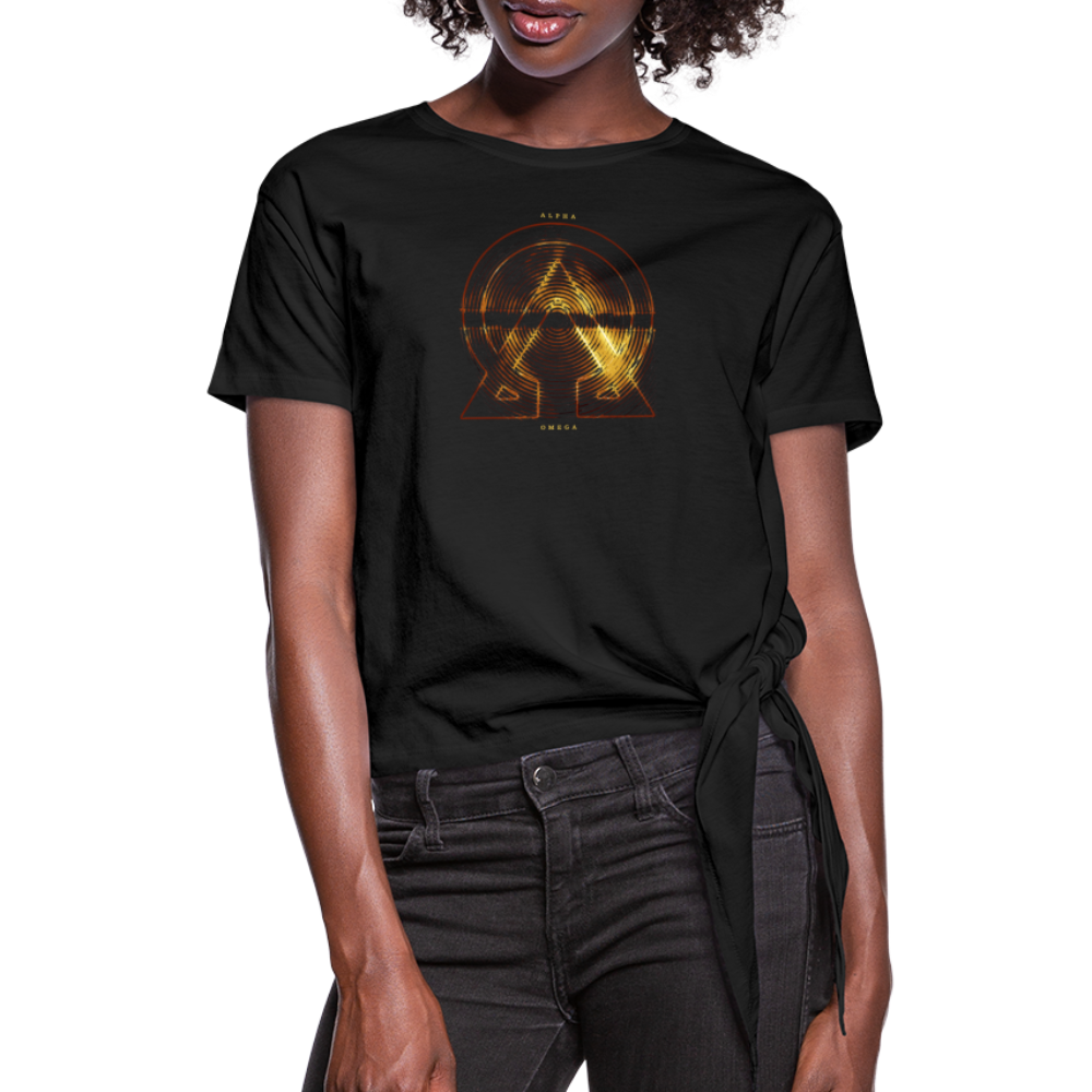 Alpha + Omega Fire Women's Knotted T-Shirt - black