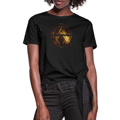 Alpha + Omega Fire Women's Knotted T-Shirt - black