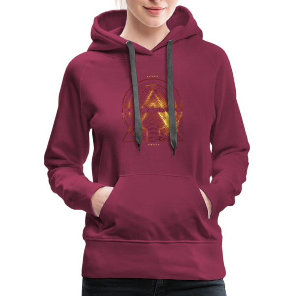 Alpha + Omega Fire Women’s Premium Hoodie - burgundy