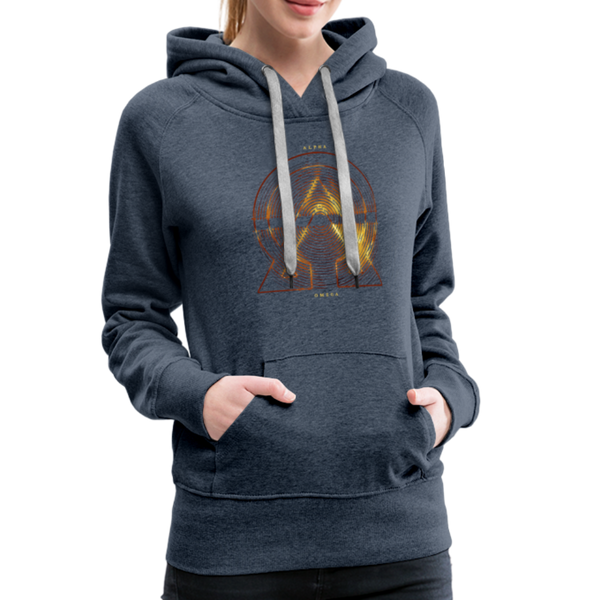 Alpha + Omega Fire Women’s Premium Hoodie - heather denim