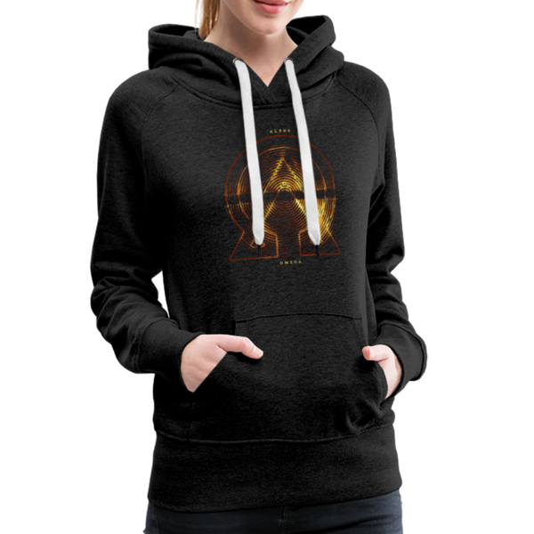 Alpha + Omega Fire Women’s Premium Hoodie - charcoal gray