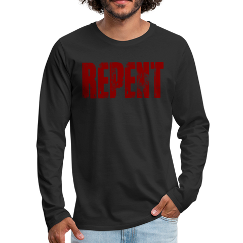 REPENT Blood Red Letter Men's Premium Long Sleeve T-Shirt - black