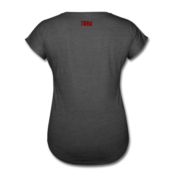 REPENT Blood Red Letter Women's Tri-Blend V-Neck T-Shirt - deep heather