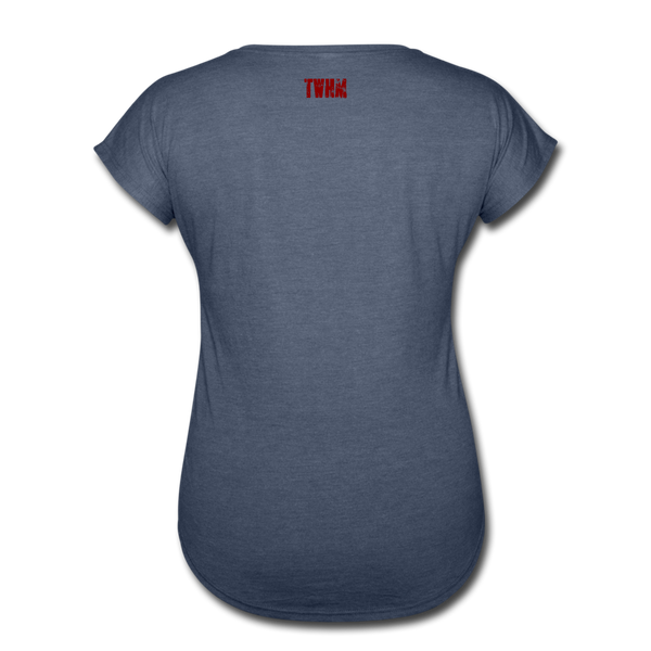 REPENT Blood Red Letter Women's Tri-Blend V-Neck T-Shirt - navy heather