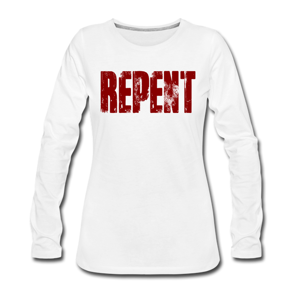 REPENT Blood Red Letter Women's Premium Long Sleeve T-Shirt - white