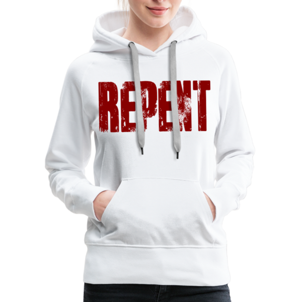 REPENT Blood Red Letter Women’s Premium Hoodie - white