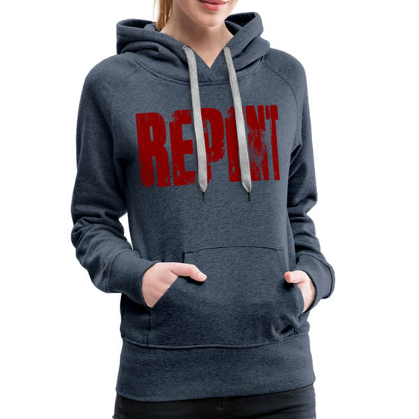 REPENT Blood Red Letter Women’s Premium Hoodie - heather denim