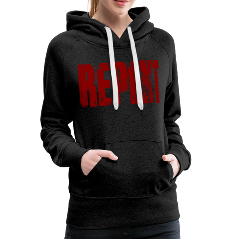 REPENT Blood Red Letter Women’s Premium Hoodie - charcoal gray