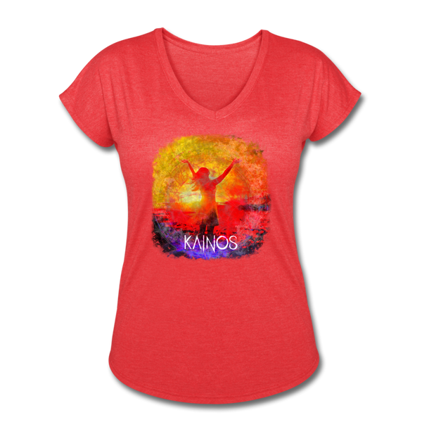 KAINOS Daughter of Yahweh Women's Tri-Blend V-Neck T-Shirt - heather red