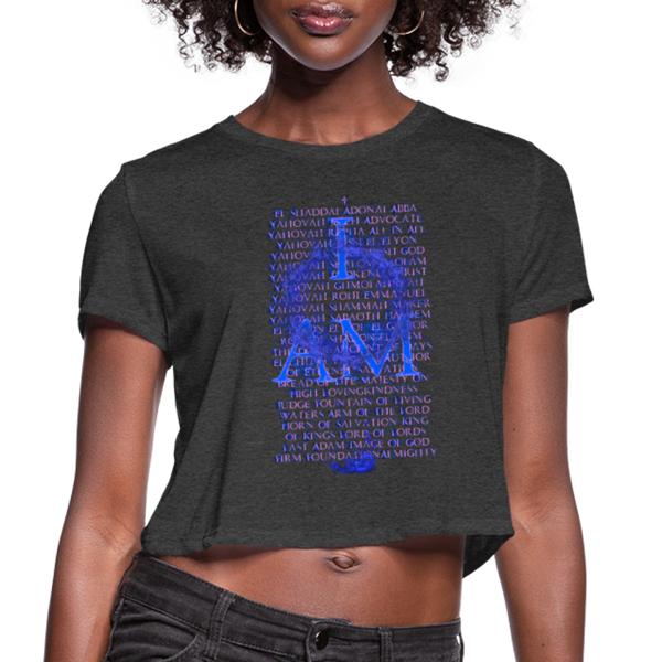 Names of God Water Edition Women's Bella + Canvas Cropped T-Shirt - deep heather