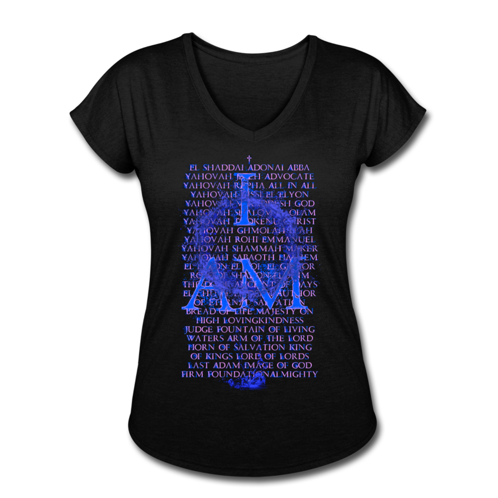 Names of God Water Edition Women's Tri-Blend V-Neck T-Shirt - black