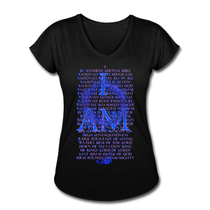 Names of God Water Edition Women's Tri-Blend V-Neck T-Shirt - black