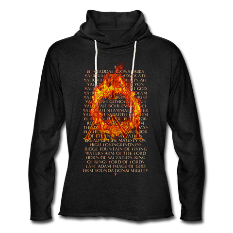 Names of God Inferno Edition Unisex Lightweight Terry Hoodie - charcoal gray