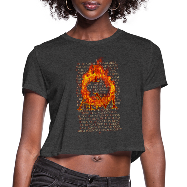 Names of God Inferno Edition Women's Bella + Canvas Cropped T-Shirt - deep heather