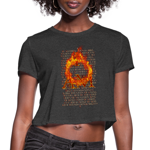 Names of God Inferno Edition Women's Bella + Canvas Cropped T-Shirt - deep heather