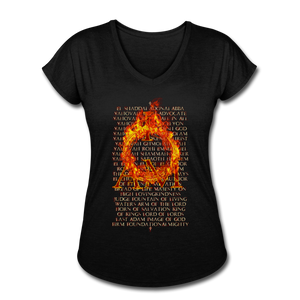 Names of God Inferno Edition Women's Tri-Blend V-Neck T-Shirt - black