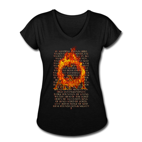 Names of God Inferno Edition Women's Tri-Blend V-Neck T-Shirt - black