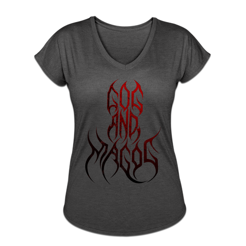 GAM Holy Holy Holy Massacre Women's Tri-Blend V-Neck T-Shirt - deep heather