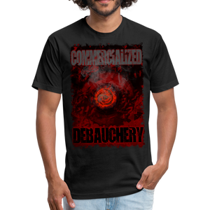 GAM Commercialized Debauchery Fitted Cotton/Poly T-Shirt by Next Level - black