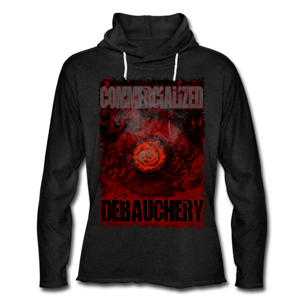 GAM Commercialized Debauchery Unisex Lightweight Terry Hoodie - charcoal gray