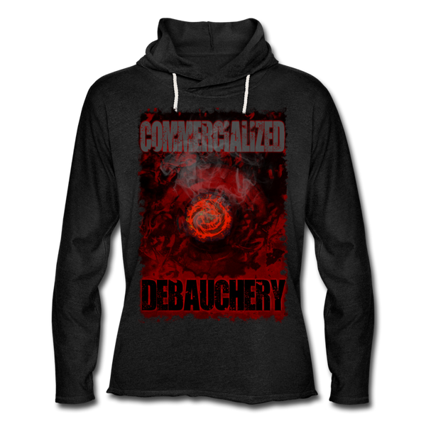 GAM Commercialized Debauchery Unisex Lightweight Terry Hoodie - charcoal gray