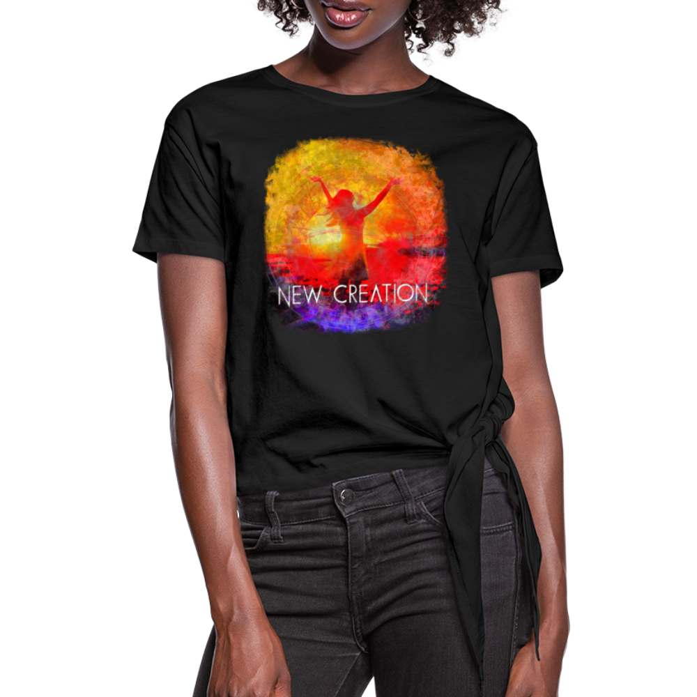 New Creation Women's Knotted T-Shirt - black