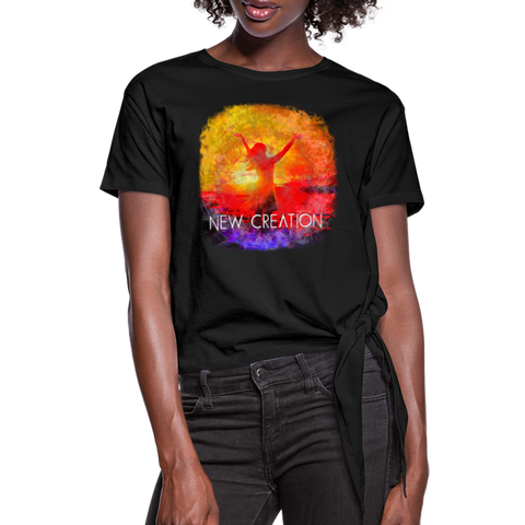 New Creation Women's Knotted T-Shirt - black