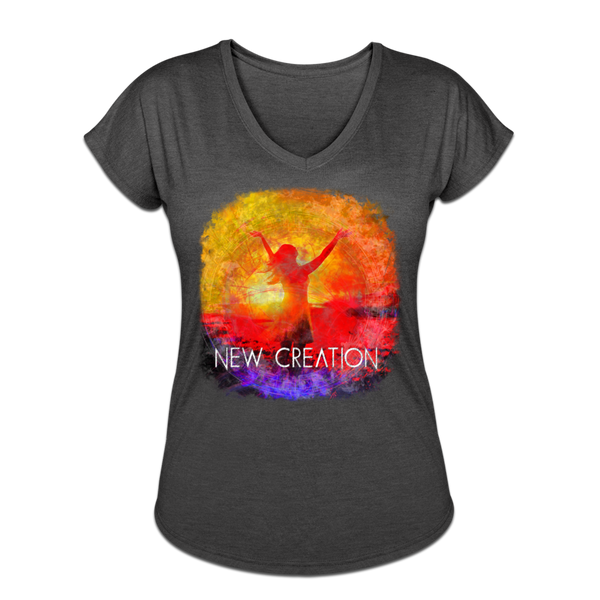 New Creation Women's Tri-Blend V-Neck T-Shirt - deep heather