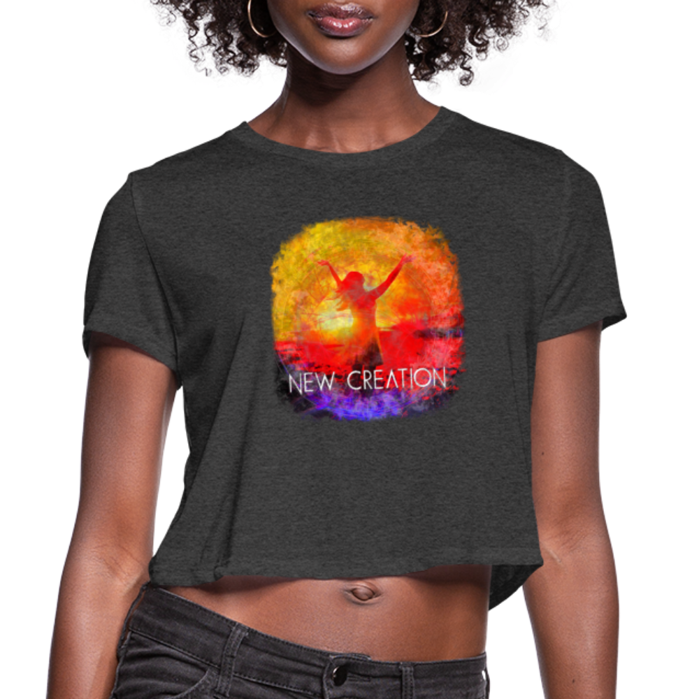 New Creation Women's Cropped Bella + Canvas T-Shirt - deep heather