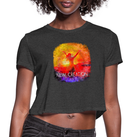 New Creation Women's Cropped Bella + Canvas T-Shirt - deep heather